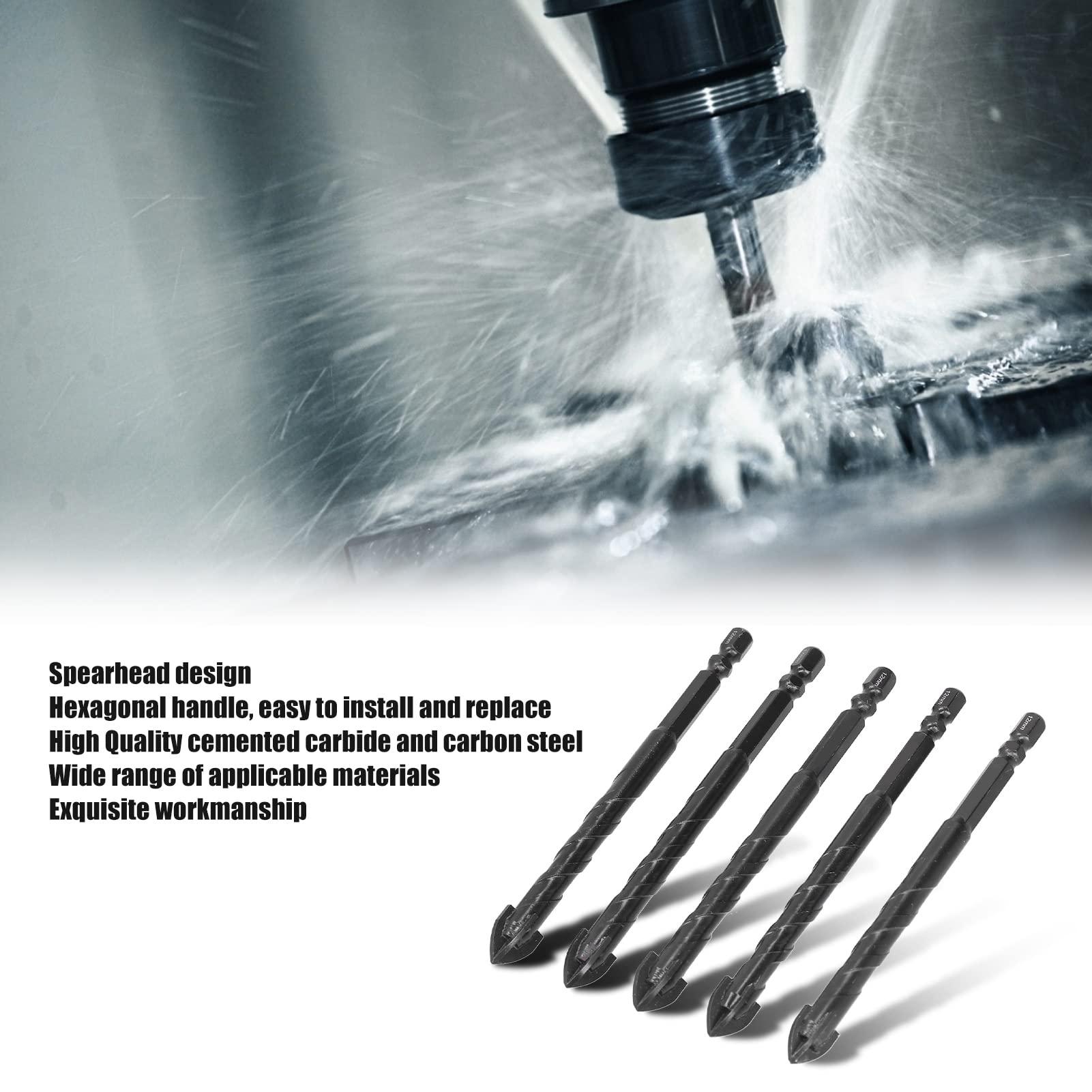 Glass Drill Bit Set - 12mm Diamond Coated Tile & Brick Drill Bits for Ceramic, Porcelain, and Masonry - Perfect for Bathroom Renovation, Kitchen Backsplash Installation, and DIY Home Improvement Projects
