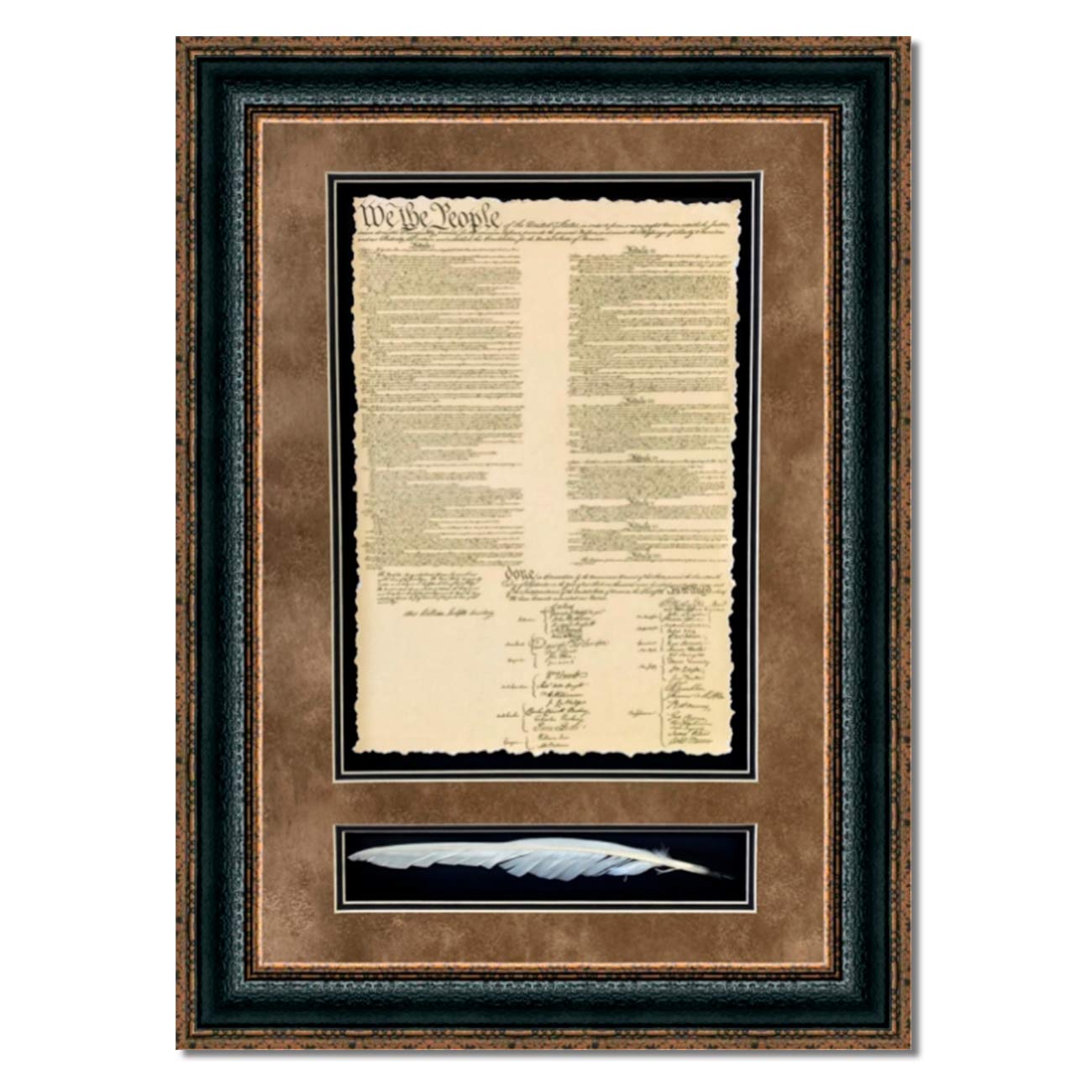 Authentic United States Constitution Replica with Quill Pen | Custom Framed Historic Document on Archival Paper | Fade-Resistant Ultra Chrome Ink | 33