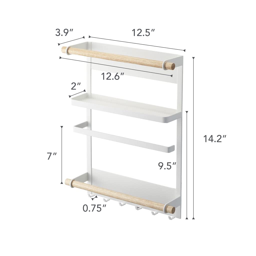 Yamazaki Home Tosca Magnetic Kitchen Storage Rack – Space Saving Refrigerator Organizer Wall Mount Holder for Spices, Utensils & Condiments – Perfect for Small Kitchens, Apartments & Dorm Rooms