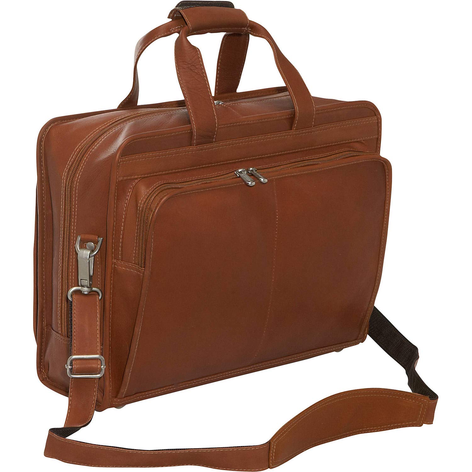 Professional Laptop Briefcase for Business & Travel - Durable Saddle Leather Portfolio with Adjustable Shoulder Strap - Perfect for Office, Meetings & Commuting