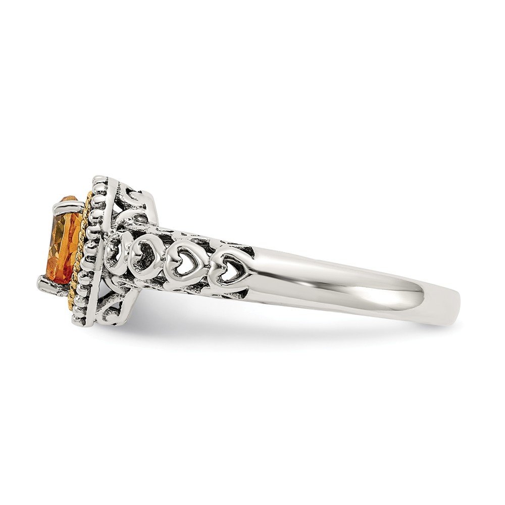 14K Yellow Gold & 925 Sterling Silver Citrine November Birthstone Engagement Ring for Women - Perfect for Proposals, Anniversaries, and Special Occasions