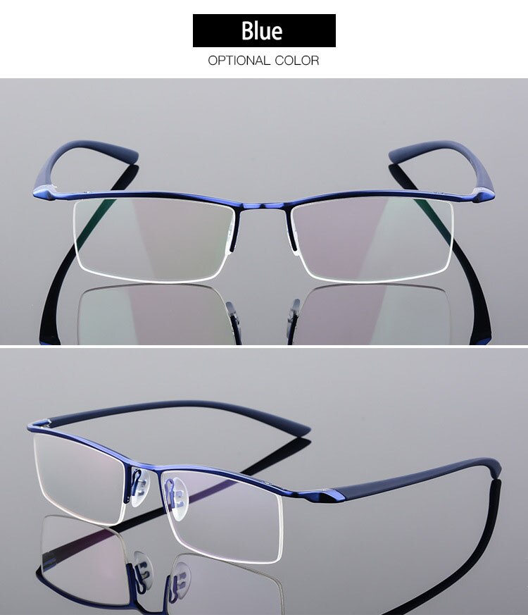 Bclear Men's Browline Semi-Rimless Eyeglasses - Lightweight Alloy Frame (Model 8190) | Classic Retro Style for Work, Reading & Daily Wear