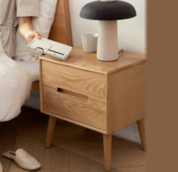 Solid Oak Wood Nightstand - Sturdy Bedside Table for Bedroom, Living Room, or Office - Perfect for Storage and Decor