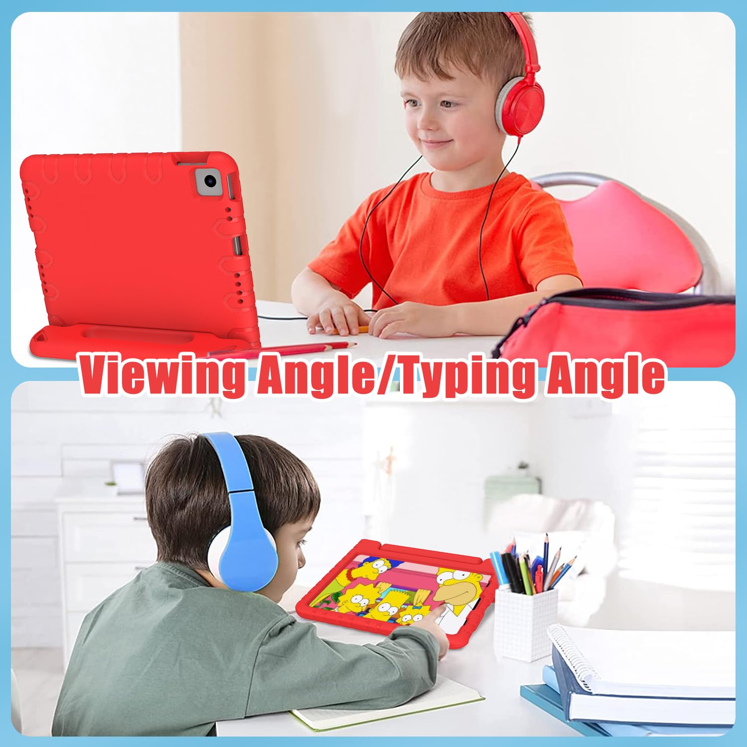AVAWO Shockproof Kids iPad Case with Handle Stand - Lightweight Protective Cover for iPad Air 5th/4th Generation & iPad Pro 11 (2018) - Perfect for School, Travel & Home Learning (Red)