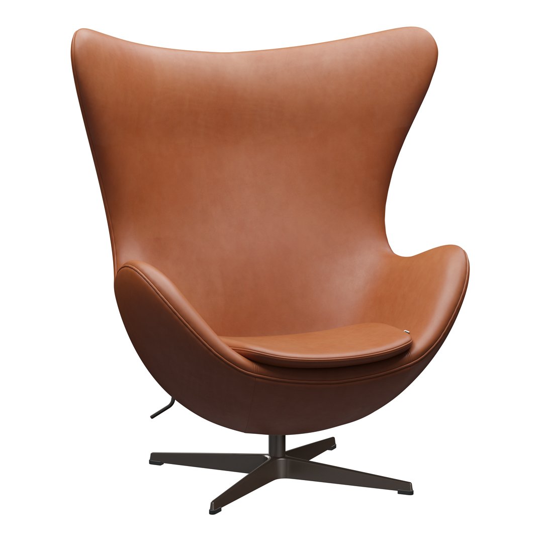 Fritz Hansen Jacobsen Egg Chair - Genuine Leather Mid-Century Modern Lounge Chair for Living Room, Office & Reading Nook