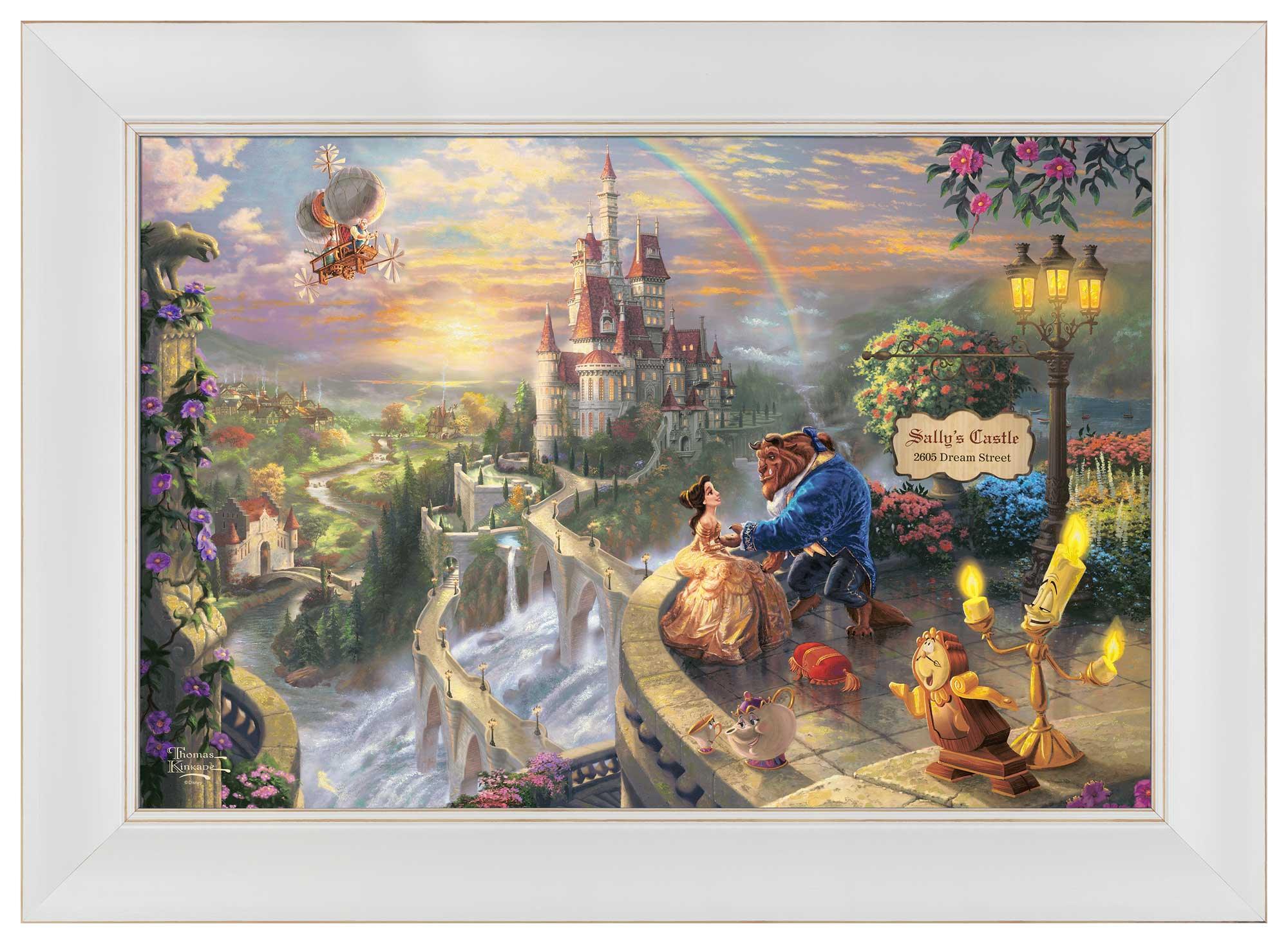Disney Beauty and the Beast Falling in Love Personalized Framed Canvas Wall Art - Custom Name & Date - Perfect for Nursery, Bedroom Decor & Disney Gift