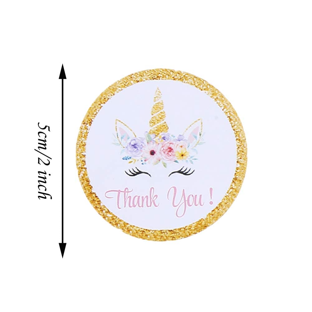 Magical Unicorn Stickers for Kids - 40 Pack Rainbow Glitter Thank You Labels, Christmas & New Year Party Favors - Perfect for Scrapbooking, Gift Wrapping, and School Projects