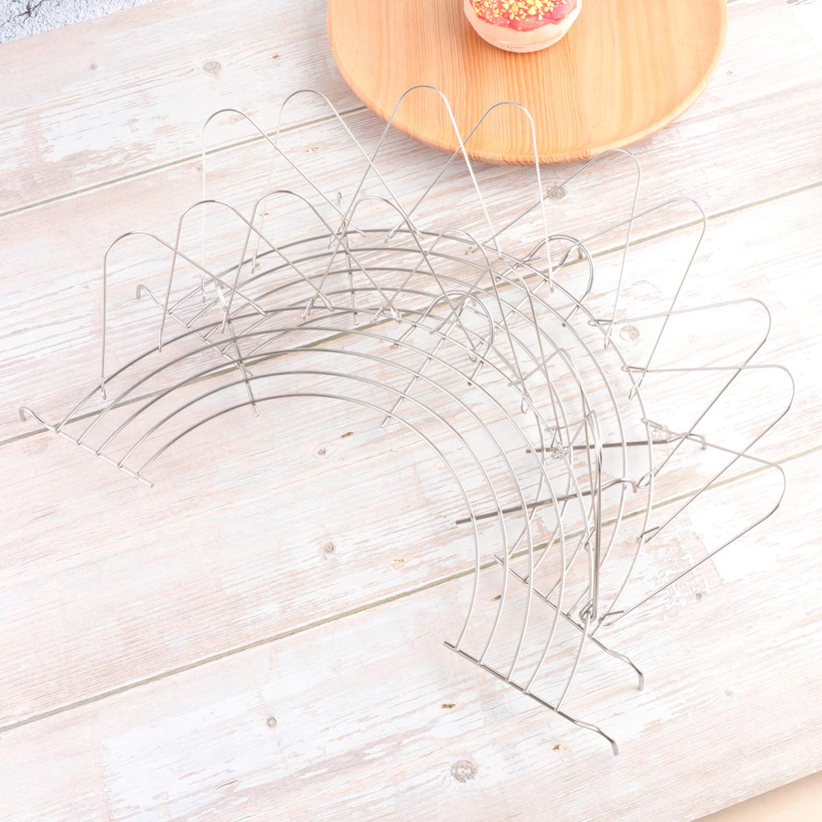 Hemoton 2-Piece Stainless Steel Tempura Rack Set - 32cm Silver Oil Drainer Rack for Deep Frying, Perfect for Tempura, Fried Chicken, Donuts & More - Ideal for Home Kitchens & Restaurants