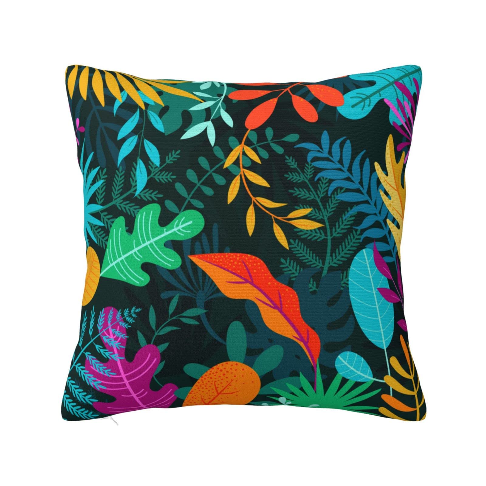 Vibrant Palm Leaves Throw Pillow Cover 18x18 Inch - Tropical Plant Pattern Decorative Cushion Case for Sofa, Bed, Living Room & Car - Perfect for Beach House Decor, Boho Home Accents and Summer Vibes