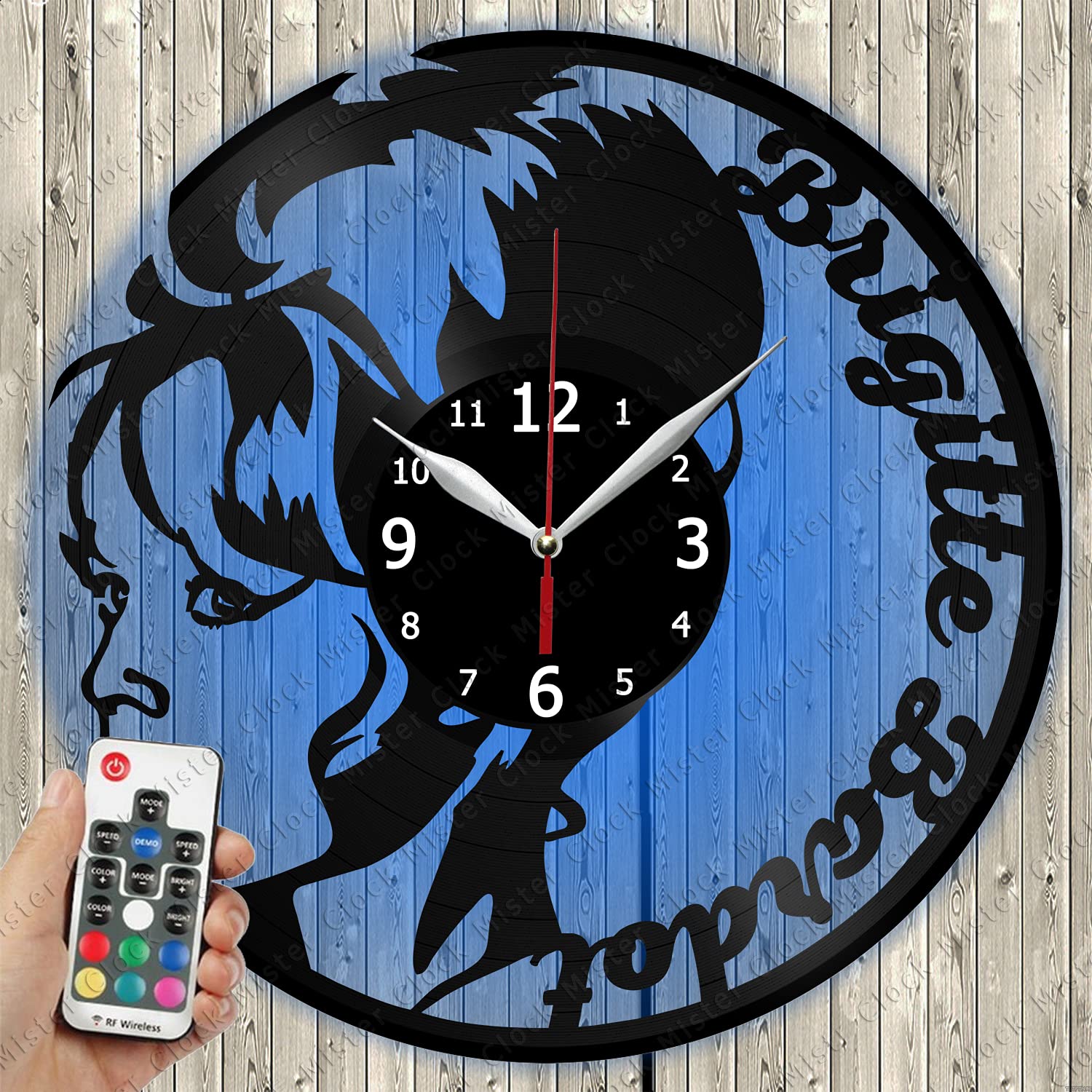 Brigitte Bardot LED Vinyl Record Wall Clock - Unique Handmade Light-Up Decor for Music Lovers | Perfect Gift for Bedroom, Living Room & Retro Themed Spaces