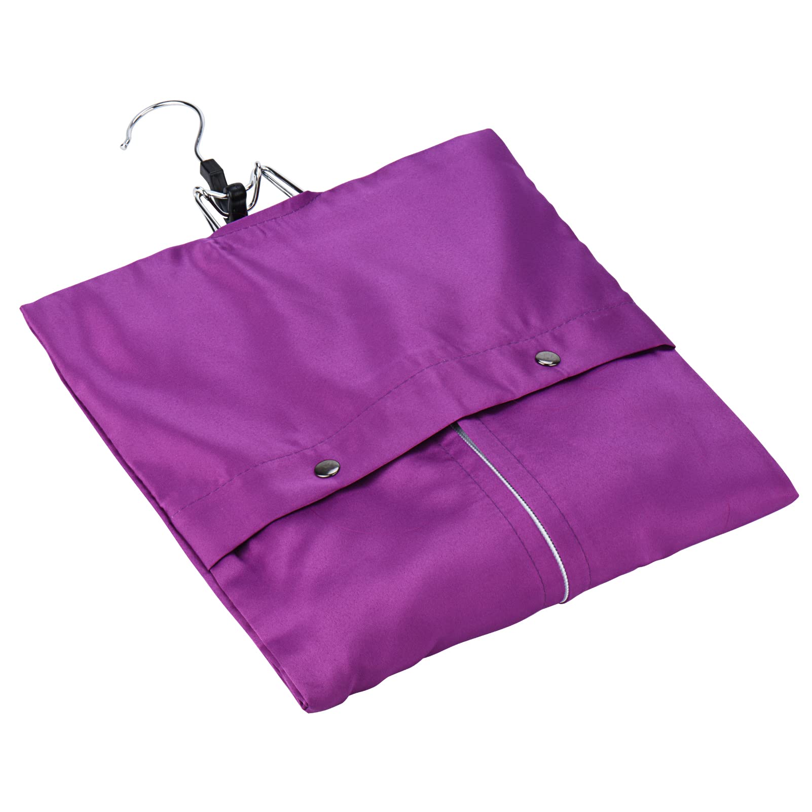 5-Pack Satin Hair Extension Storage Bags - Dustproof Folding Wig Organizer with Wooden Hangers for Home & Salon Use (Purple) | Perfect for Travel, Cosplay & Daily Hair Care Organization