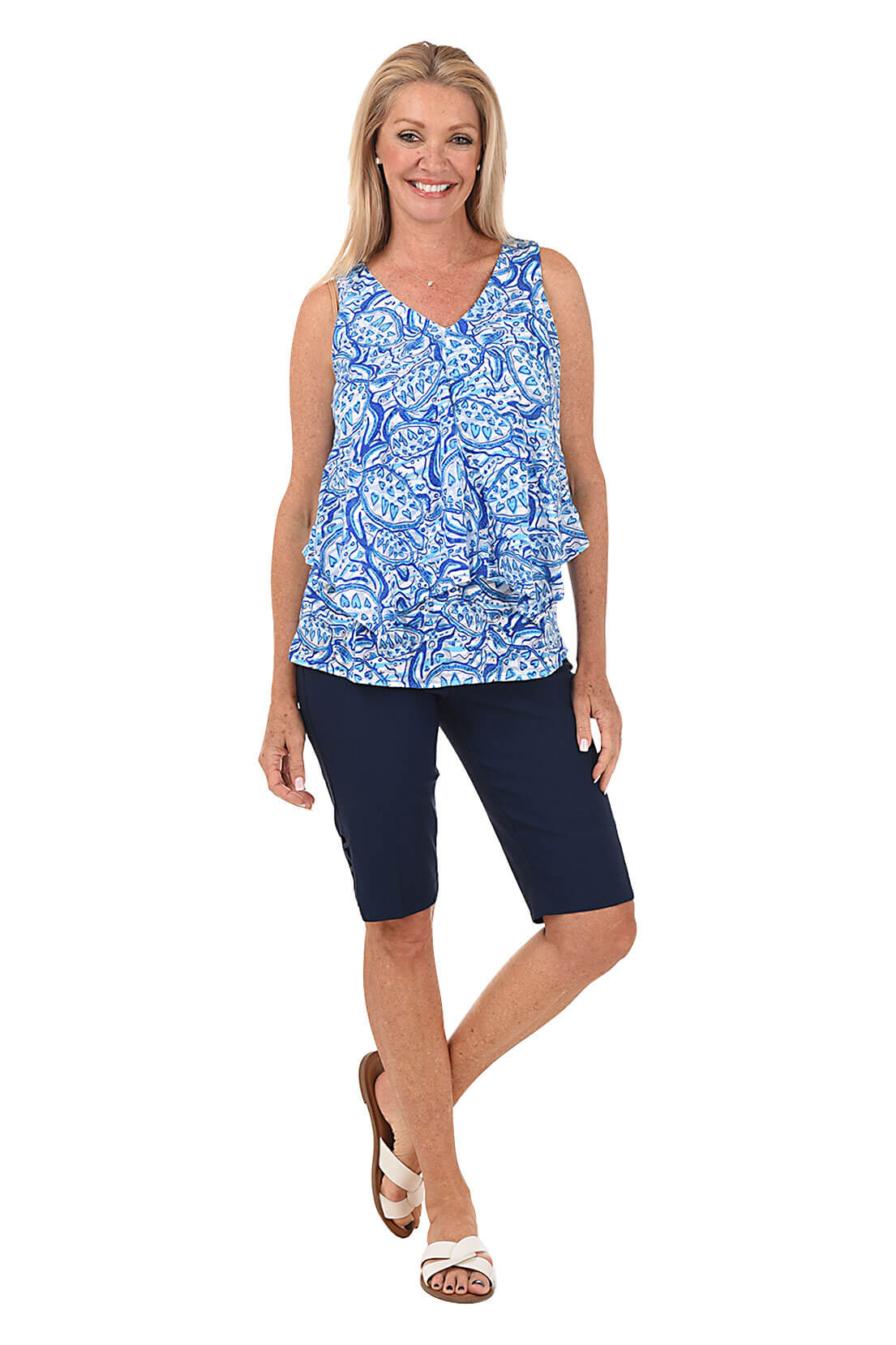 Women's Pull-On Lattice Bermuda Shorts - Comfortable Stretch Waist Casual Summer Shorts for Beach, Vacation and Everyday Wear