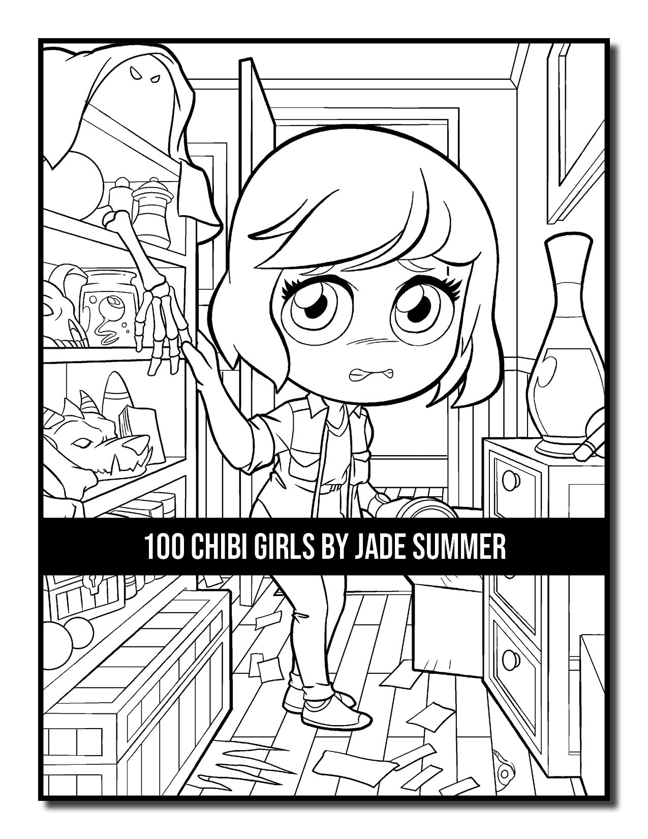100 Chibi Girls: Cute & Fantasy Adult Coloring Book with Horror & Christmas Themes - Perfect for Stress Relief, Gifts & Creative Relaxation