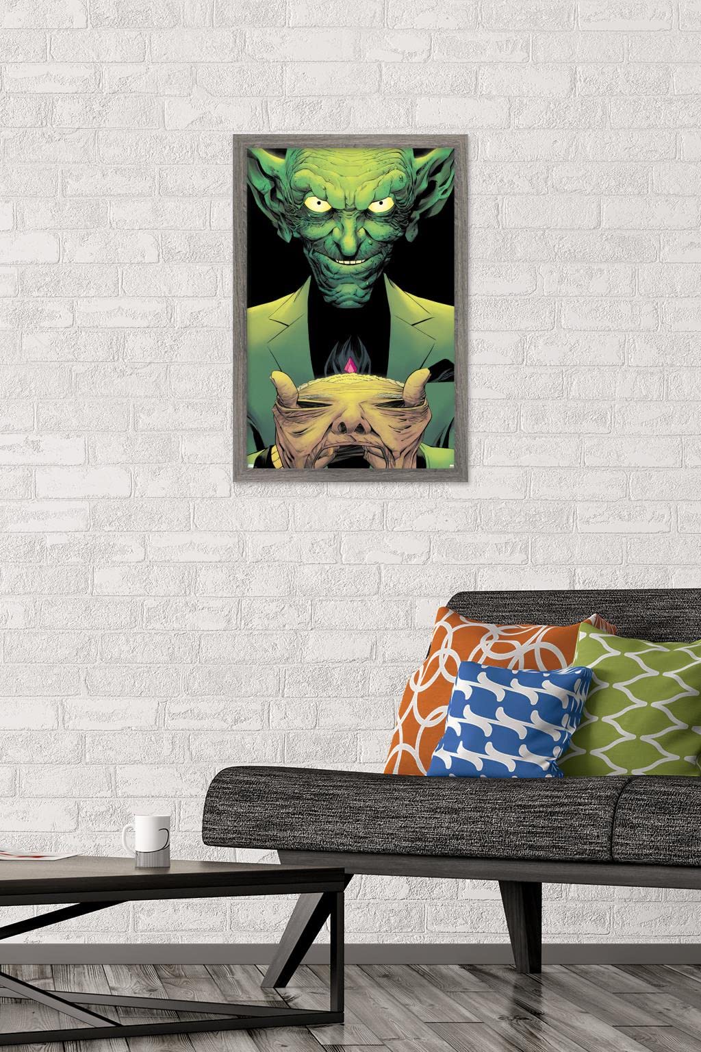 Marvel Comics Green Goblin vs Miles Morales Spider-Man #14 Framed Wall Poster - 22.4x14.7 Inches, Barnwood Frame - Perfect for Superhero Bedroom Decor & Comic Book Fan Gifts