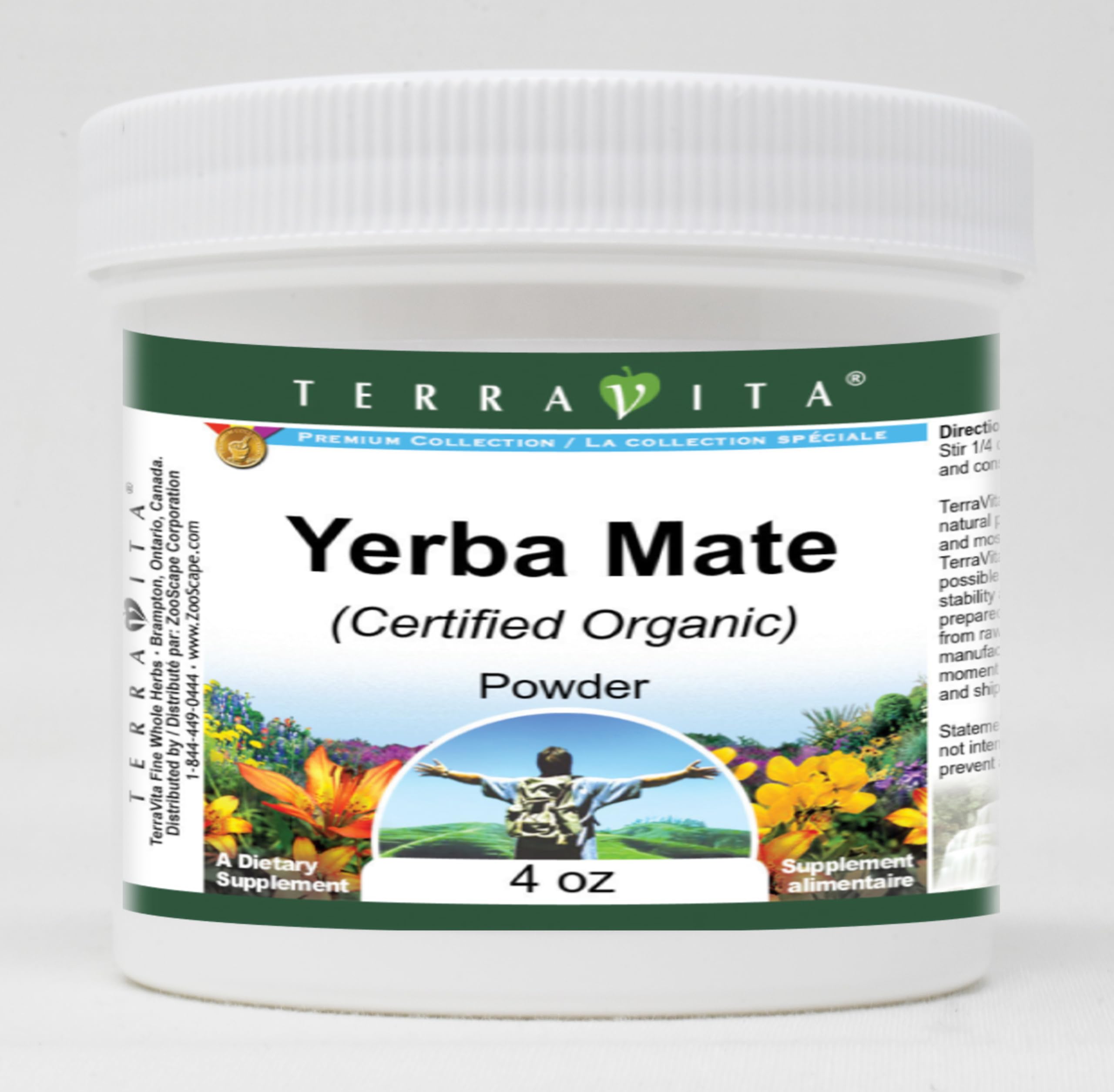 Organic Yerba Mate Powder - USDA Certified, 4 oz (ZIN: 518751) - Perfect for Energy Boost & Focus | Traditional South American Herbal Tea for Home, Office & Travel