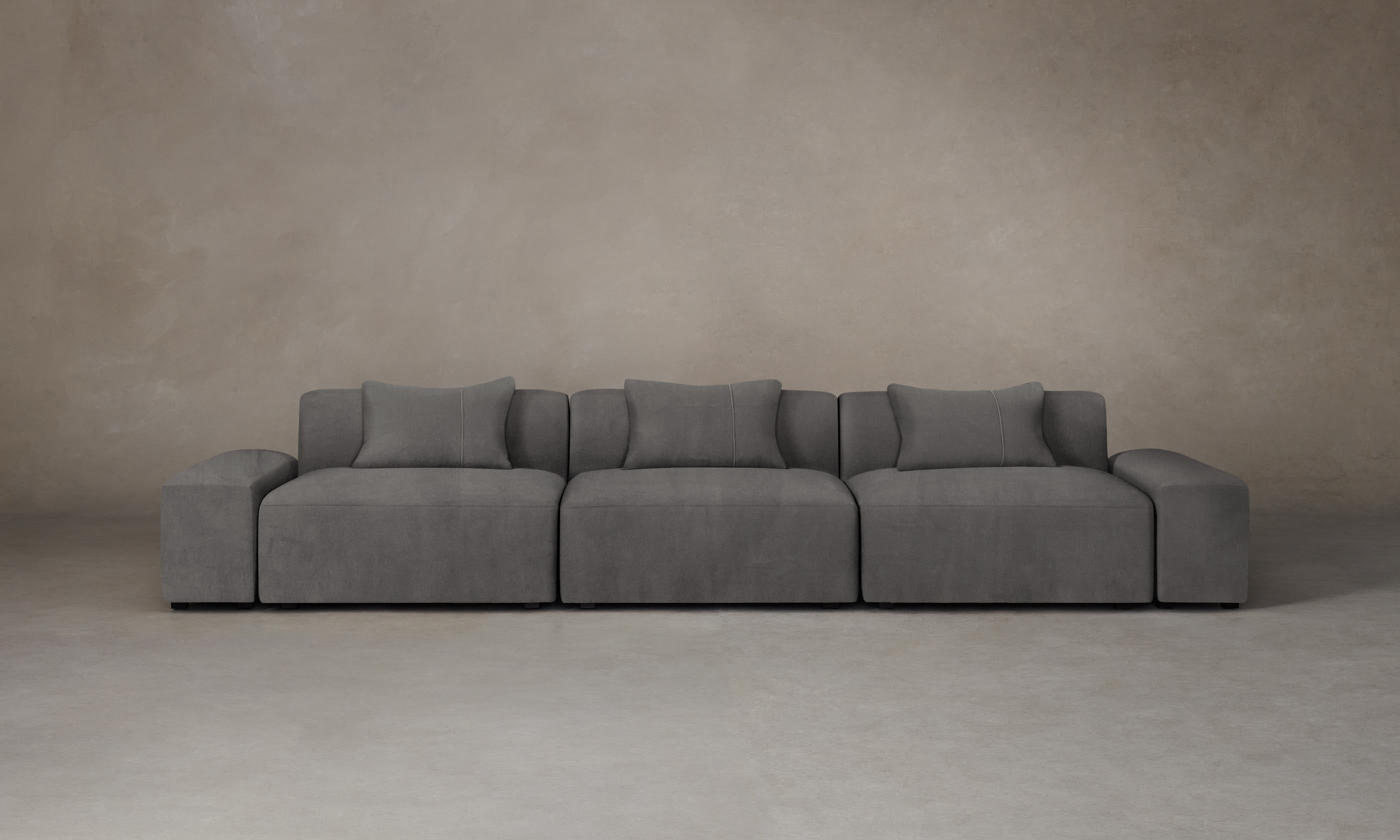 Breuer Modular Sofa - Premium Nubuck Leather in Asphalt Gray | Modern Sectional Couch for Living Room, Office Lounge & Contemporary Spaces