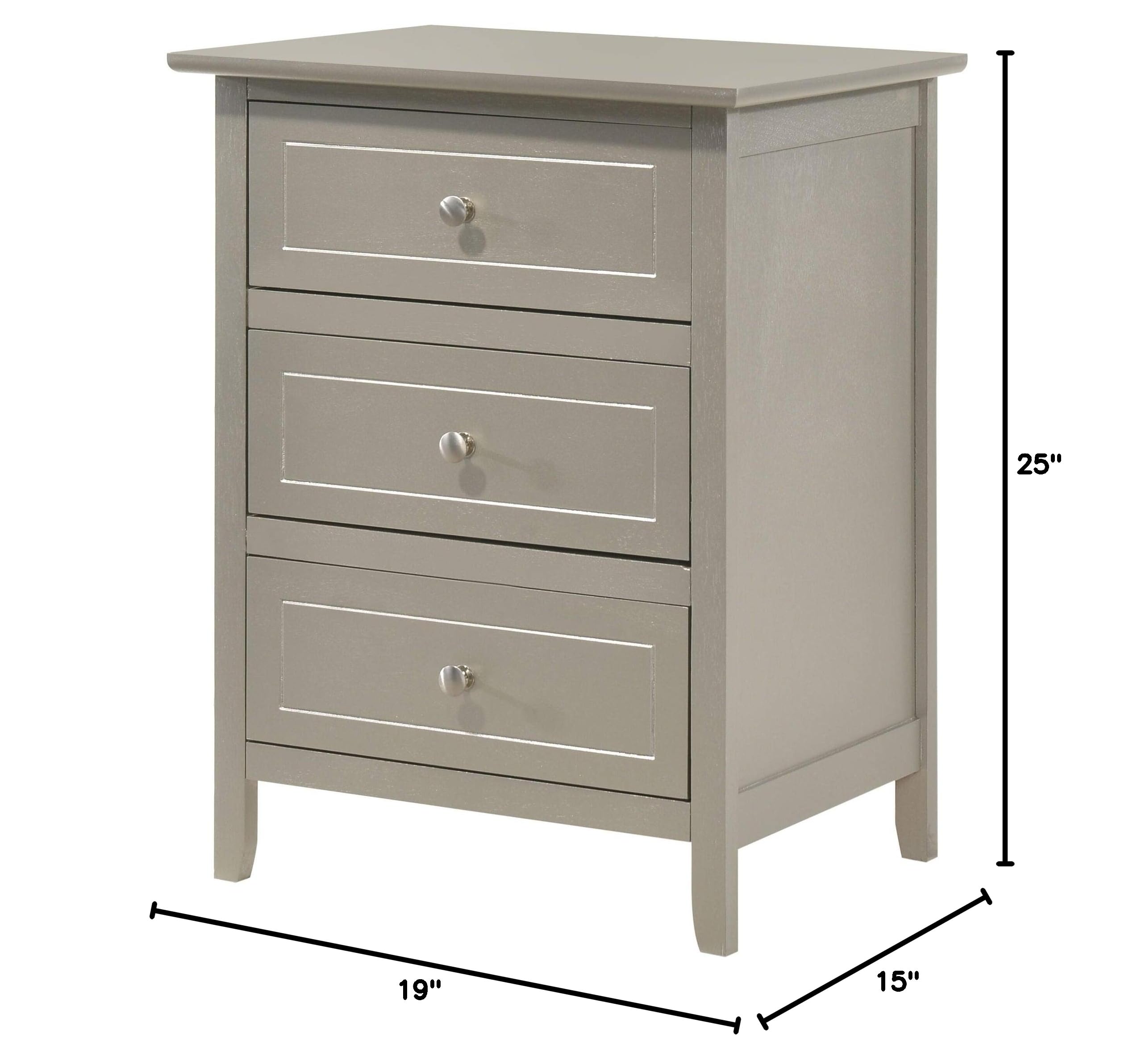 Glory Furniture Daniel 3-Drawer Oak Nightstand - Bedside Table for Bedroom, Living Room & Guest Room Storage