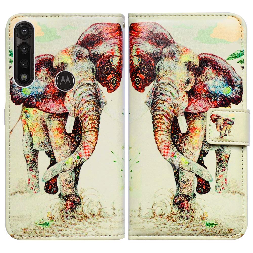 Premium Leather Wallet Case for Motorola Moto G Power 2020 - Elephant Print Flip Cover with Card Slots & Kickstand | Stylish Protection for Everyday Use, Travel & Business Meetings