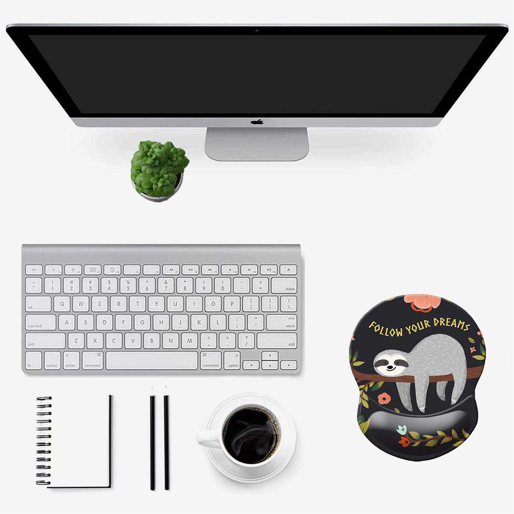 Ergonomic Mouse Pad with Wrist Support - Non-Slip Desk Mat for Office, Computer, Laptop & Mac - Comfortable & Lightweight Gaming Mousepad (Baby Sloth Design) - Perfect for Work, Gaming & Long Computer Sessions