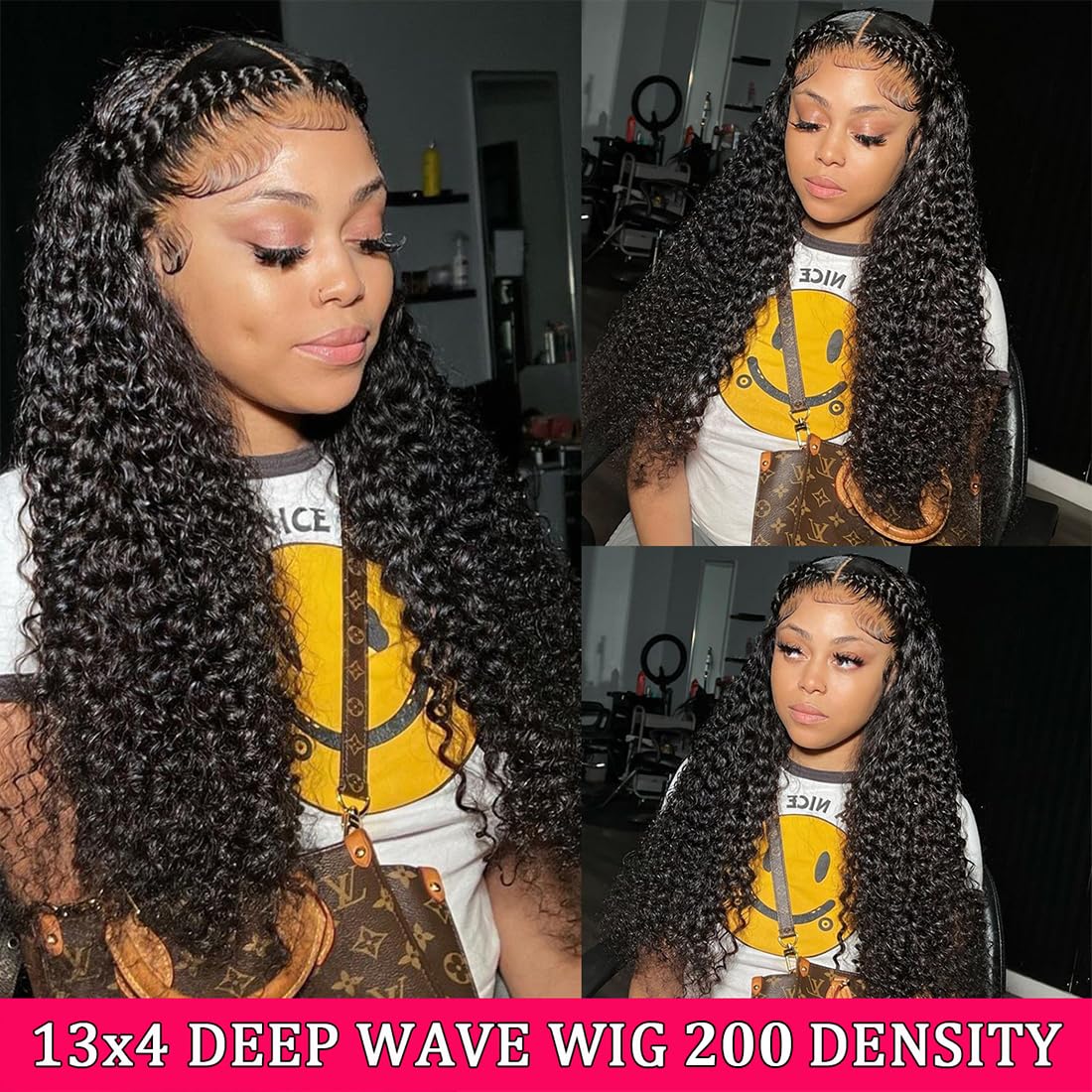 30 Inch Deep Wave Lace Front Human Hair Wig - 200% Density 13x4 HD Curly Lace Frontal Wig for Women | Perfect for Daily Wear, Parties & Special Occasions