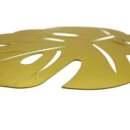 Banana Leaf Placemats Set of 6 - Natural Palm Leaf Decor for Dining Table | Waterproof Vinyl Placemats for Indoor & Outdoor Use | Easy to Clean & Durable | Perfect for Tropical Parties, Beach Weddings & Summer Dining