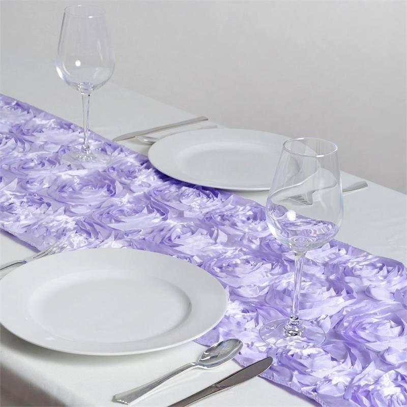Elegant Satin Ribbon Roses Table Runner for Wedding Decor, Party Centerpiece, and Home Dining Table Decoration
