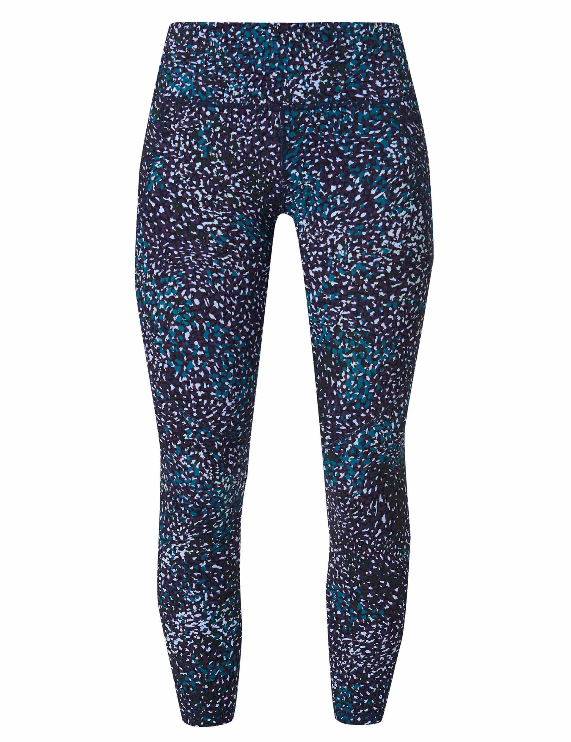 Power 7/8 Gym Leggings for Women - High Waist Yoga Pants with Blue Aurora Print - Moisture Wicking Workout Leggings for Running, Training & Lounge Wear