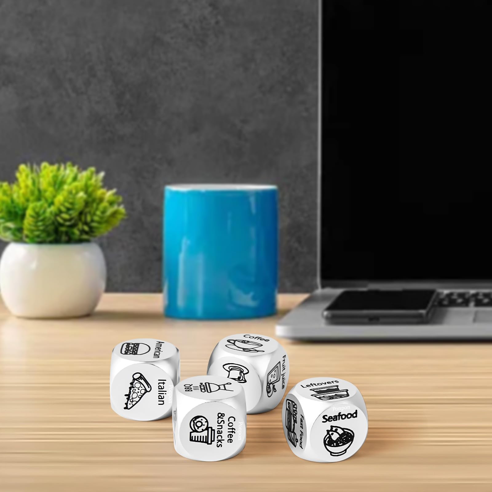 4Pcs Metal Food Decision Dice Set - Fun Couples Game for Anniversaries, Valentine's Day, Birthdays & Date Nights - Perfect Gift for Girlfriend, Boyfriend, Wife or Husband | Great for Romantic Dinners & Decision Making