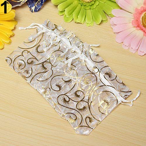 PAPABA 100Pcs White Sheer Organza Drawstring Pouches - Wedding Favor Bags, Jewelry Gift Bags, Candy Packaging for Christmas, Baby Shower & Birthday Parties - Perfect for Party Favors, Bridesmaid Gifts & Small Item Storage