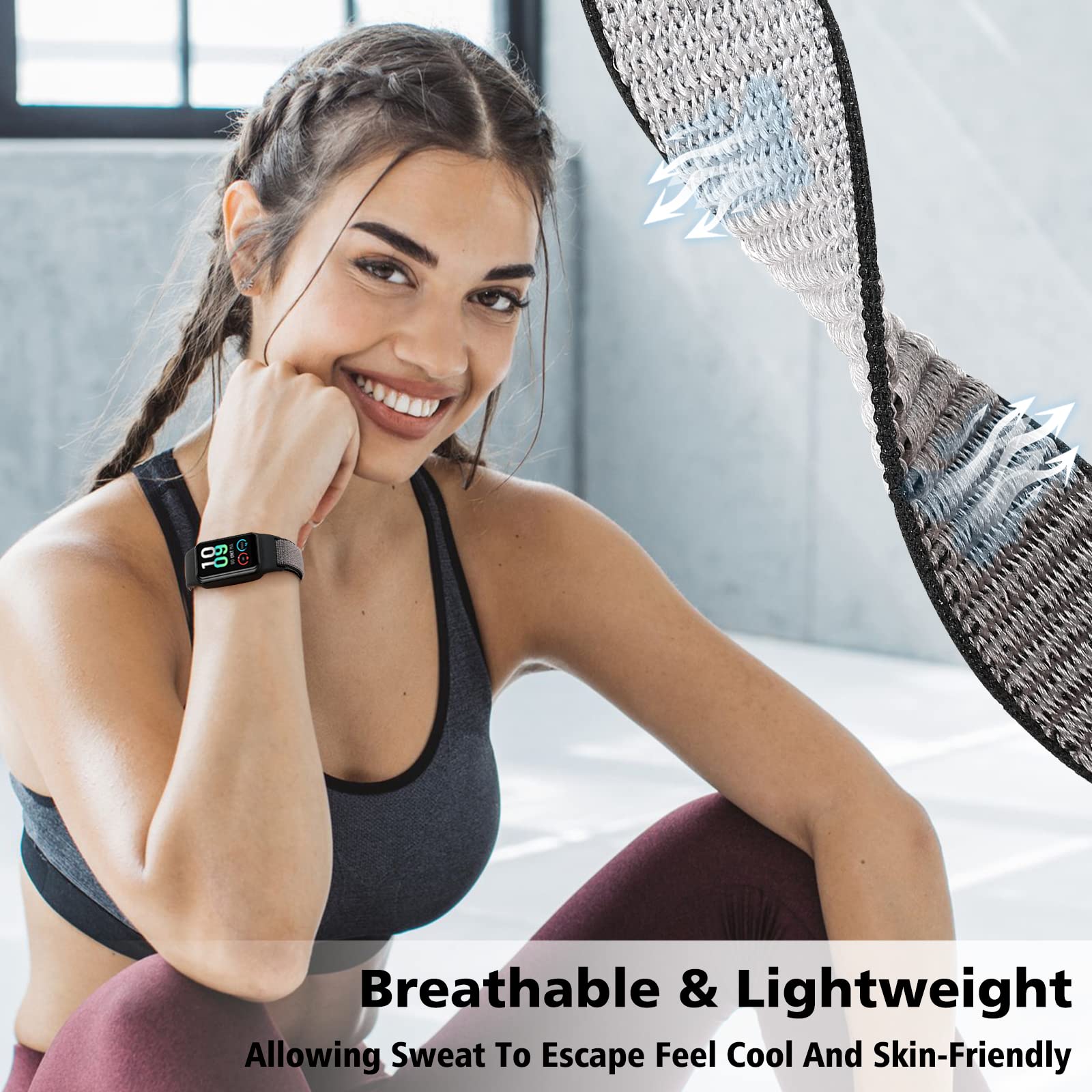 **YCHDDER Solo Loop Nylon Bands for Amazfit Band 7 - Soft, Breathable, Adjustable Sports Replacement Strap for Men & Women - Perfect for Running, Gym & Daily Wear**