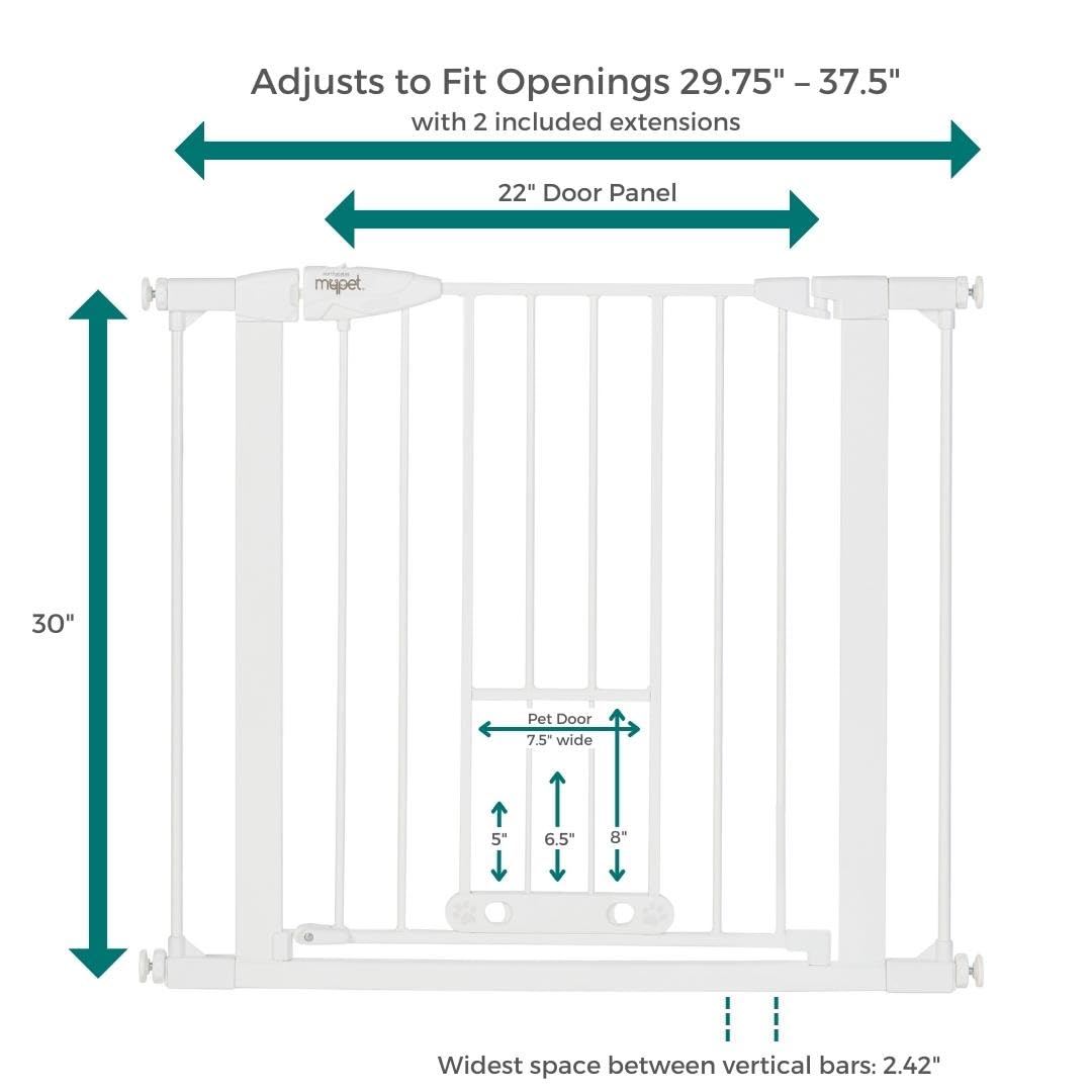 North States EasyPass Walk-Thru Pet Gate - Adjustable Dog Gate 29.75-37.5