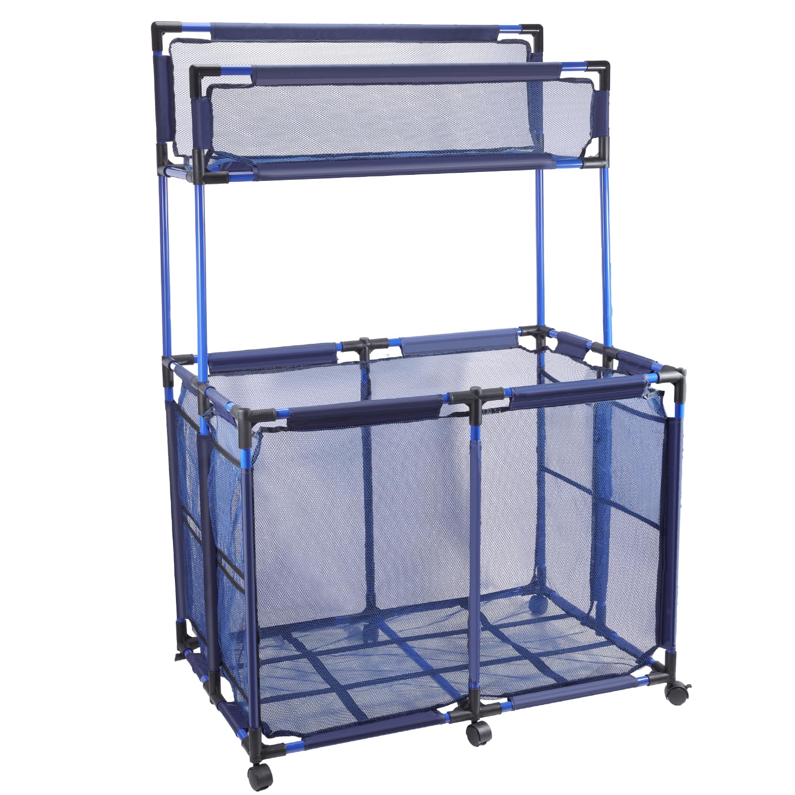 **Rolling Pool Storage Cart with Noodle Holder & Mesh Basket – Organizer for Goggles, Floats, Balls & Pool Toys – Perfect for Backyard, Poolside & Swim Gear Storage**