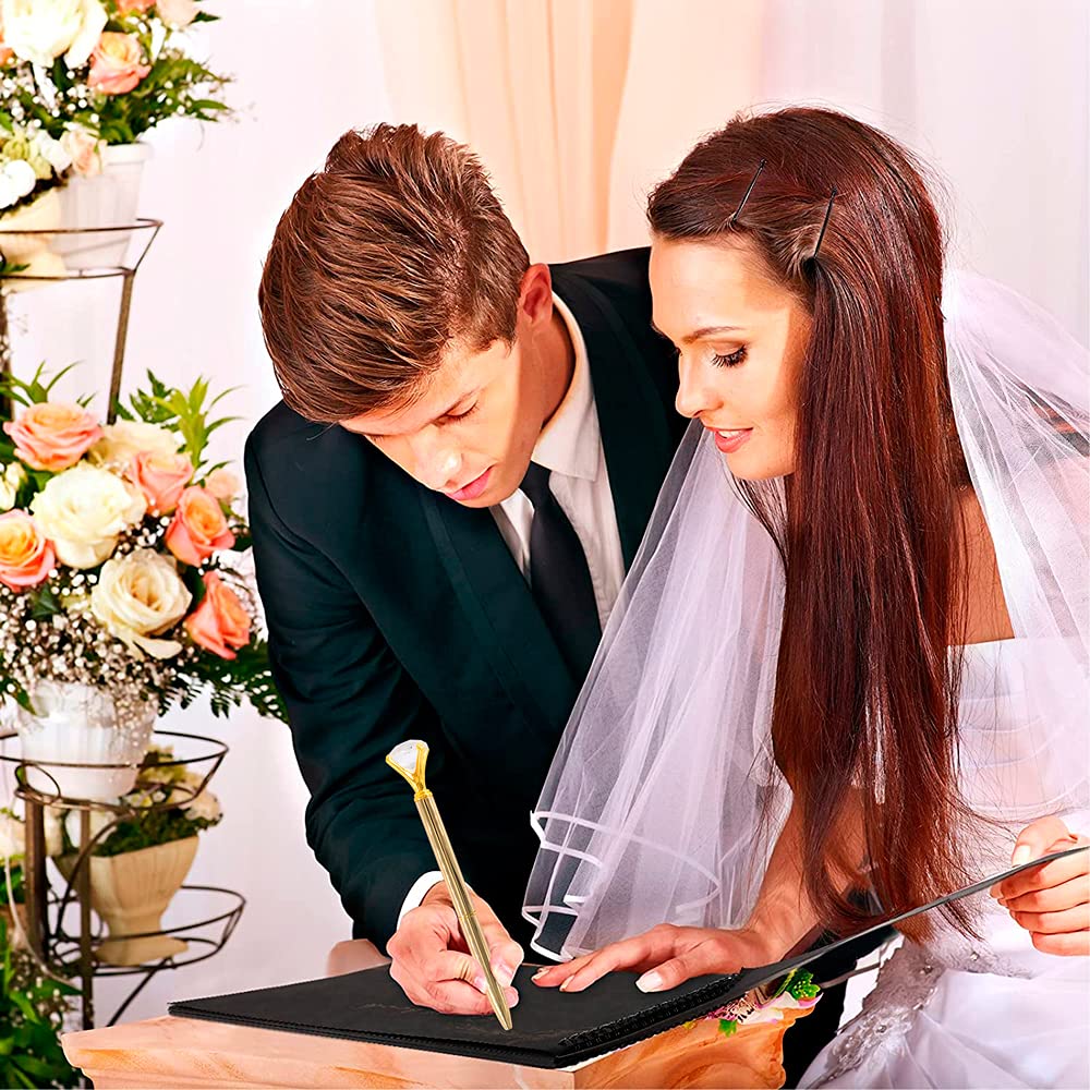 Acrylic Signing Pen Set with Holder - Elegant Ballpoint Pens for Wedding Guest Books, Graduation Ceremonies & Office Reception Desks | Perfect for Bridal Sign-in, Guest Counters & Formal Events