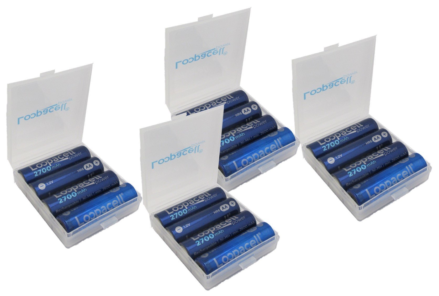 4-Slot AA AAA Battery Storage Case Holder - Clear White Plastic Organizer for Home, Office, Travel & Emergency Kits