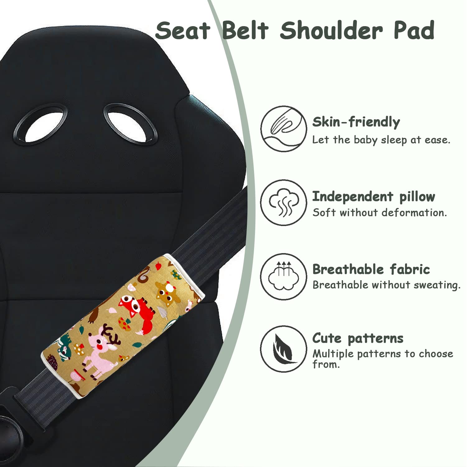 2Pcs Kids Car Seat Neck Pillow for Children 5-16 Years - Soft Seat Belt Cushion with Cute Rabbit Pattern - Comfortable Travel Neck Support for Long Car Rides, Road Trips & Airplane Travel