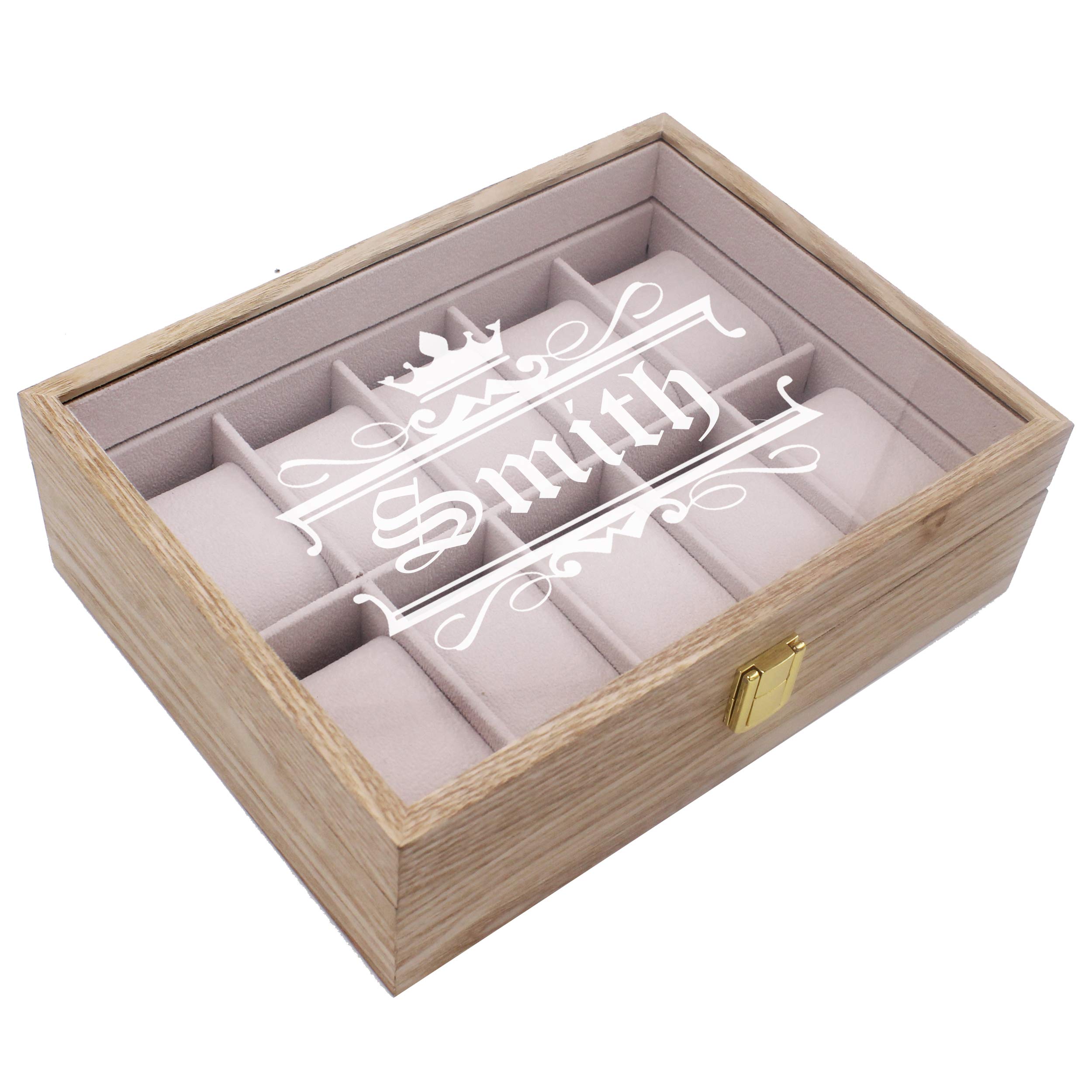 Personalized Engraved Watch Storage Box - Custom Wooden Crown Style Case for Groomsmen & Father's Day Gifts - Perfect for Watch Collectors & Special Occasions