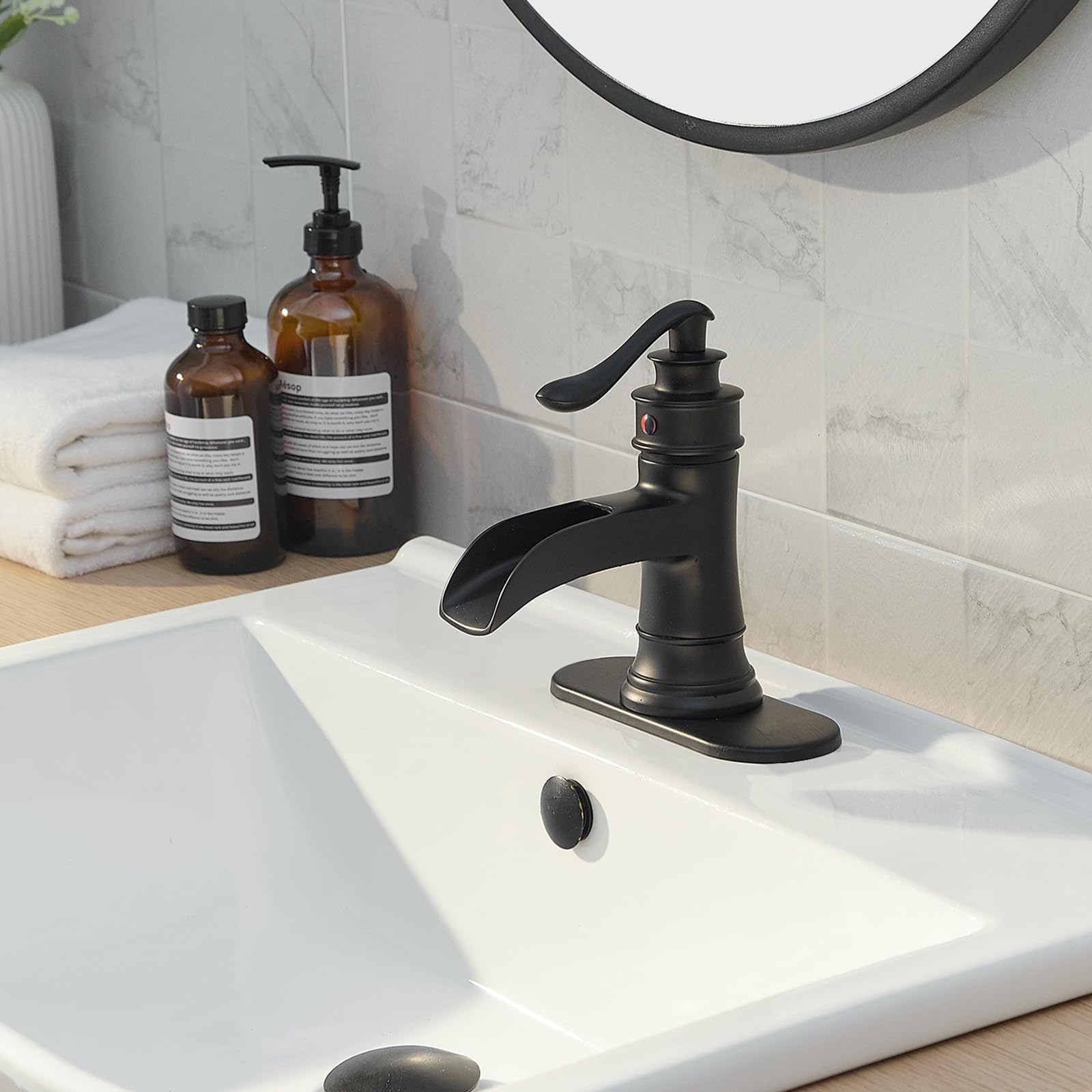 6 Inch Matte Black Stainless Steel Sink Hole Cover - 4