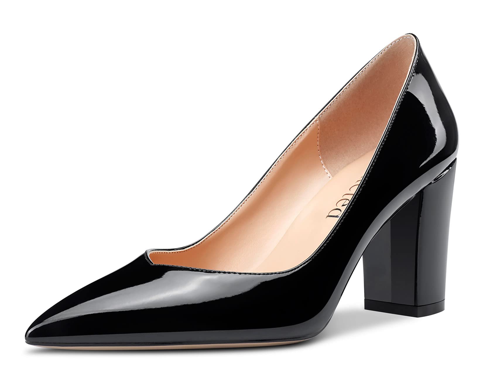 Saekcted Women's Chunky Heel Pumps - 3 Inch Block Heels Pointed-Toe Dress Shoes for Wedding, Party & Office Wear | Comfortable High Heels for Women