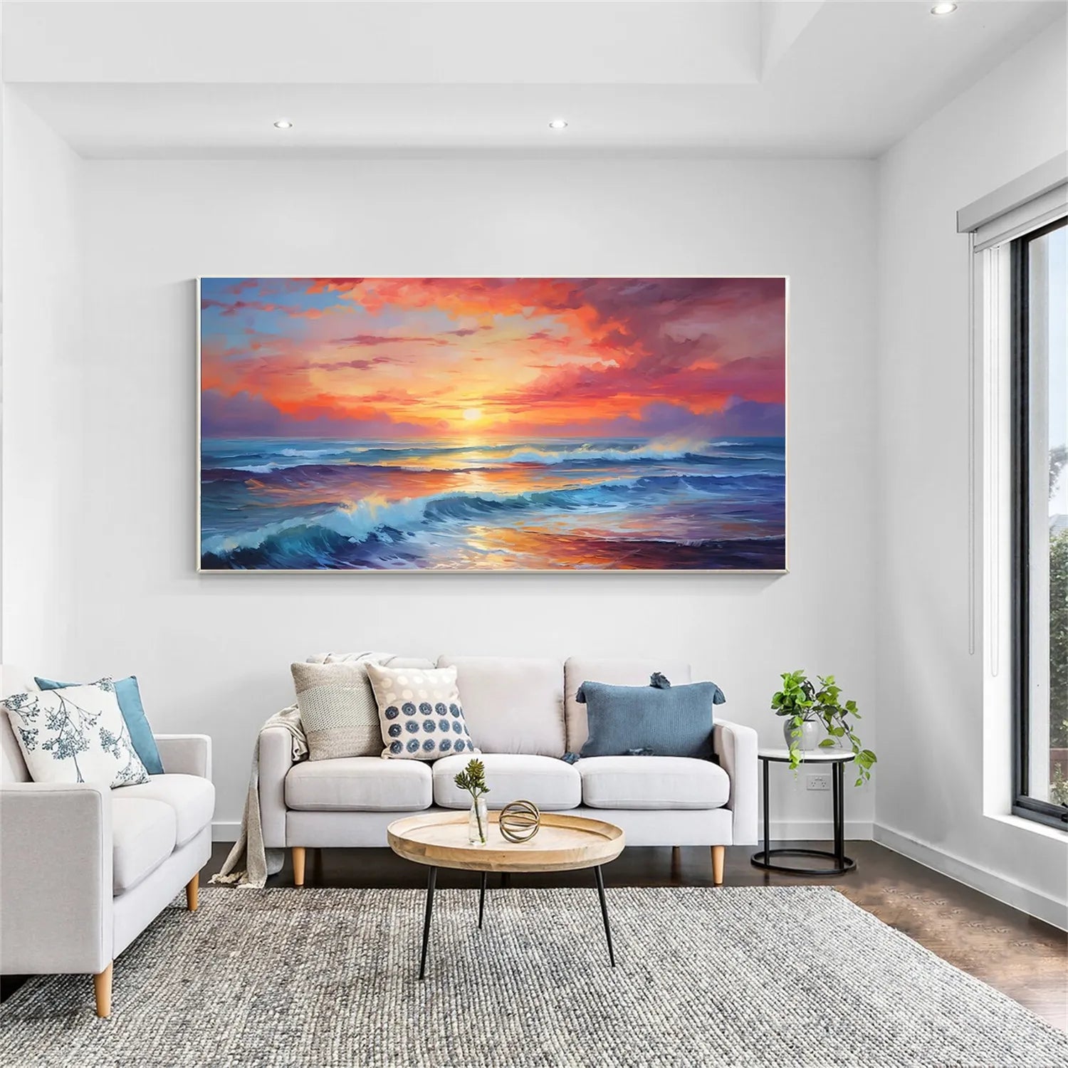 Ocean And Sky Painting #OS 169 - Handmade Canvas Wall Art for Home & Office Decor - Perfect for Living Room, Bedroom or Beach House