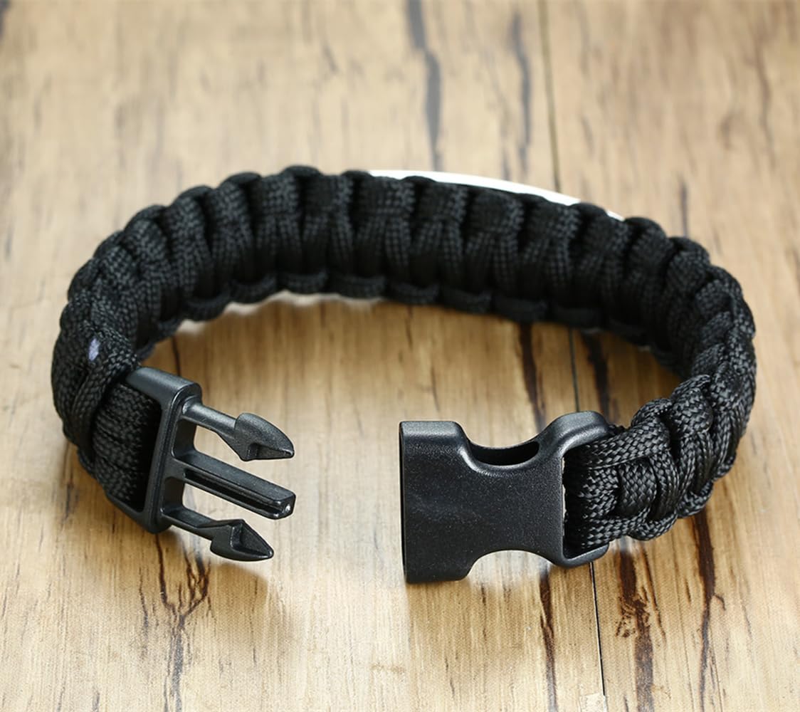 Men's Philippians 4:13 Paracord Bracelet - Stainless Steel Survival Cuff for Hiking & Camping