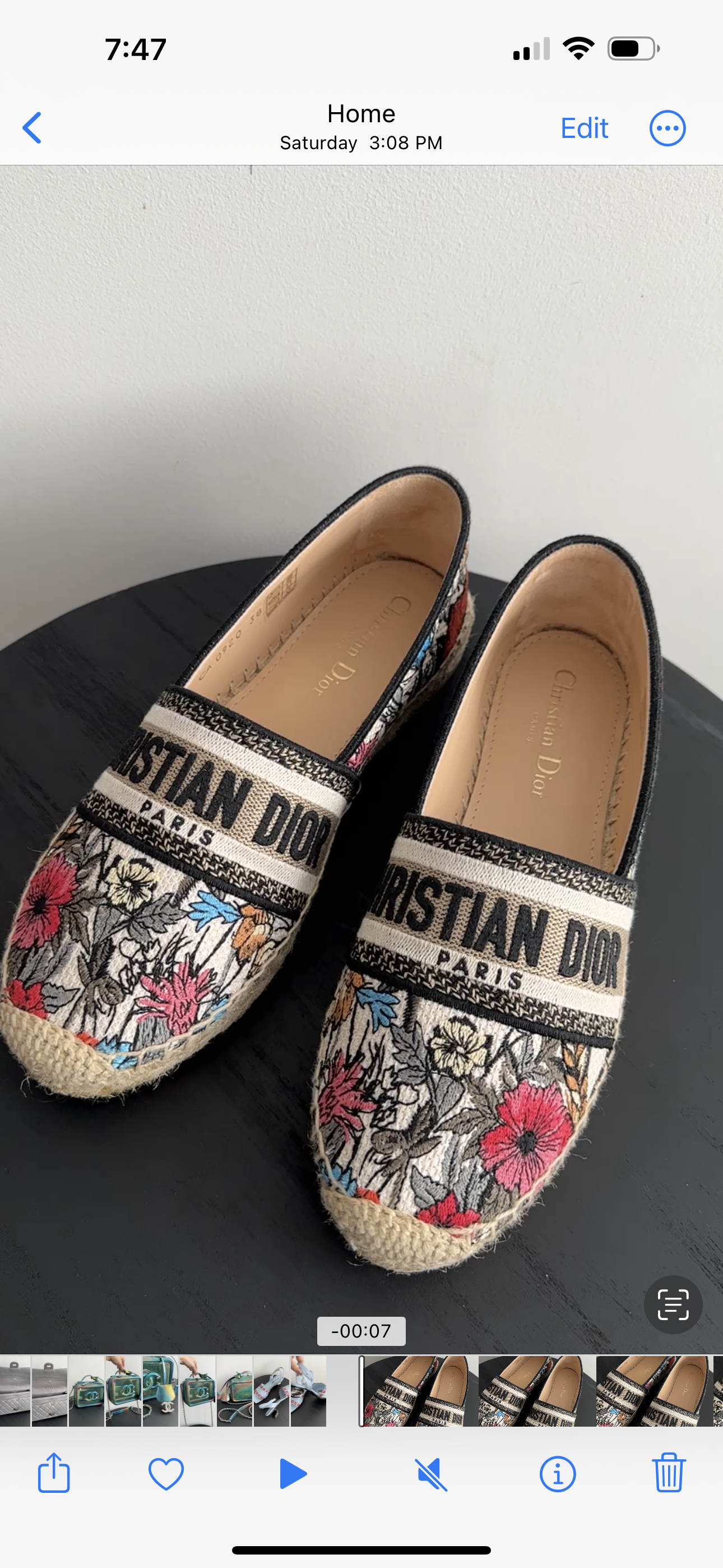Christian Dior Floral Embroidered Espadrille Shoes - Women's Size 38 / US 7.5 - Perfect for Summer Outfits & Beach Vacations