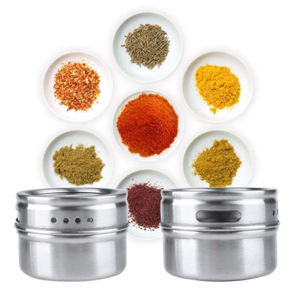 Stainless Steel Spice Rack with Holder Tins & Jars - Kitchen, Dining & Bar Storage Organizer (Silver) - Perfect for Pantry, Countertop & Cabinet Organization