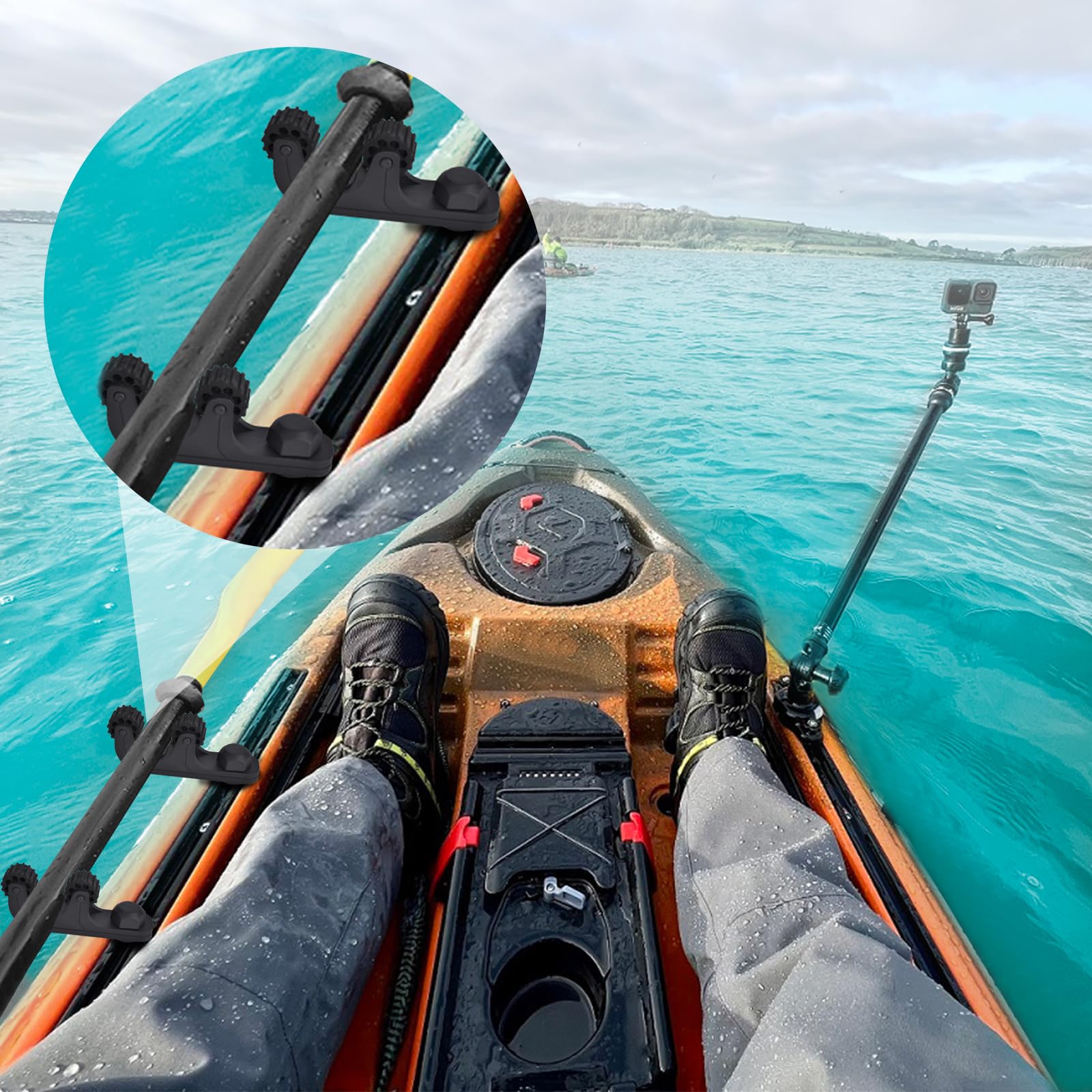 2-Piece Kayak Paddle Holder - Adjustable Track Mount Accessories for Fishing & Kayaking | Secure Storage Solution for Kayaks, Canoes & Paddle Boards | Durable Black Design for Outdoor Water Sports