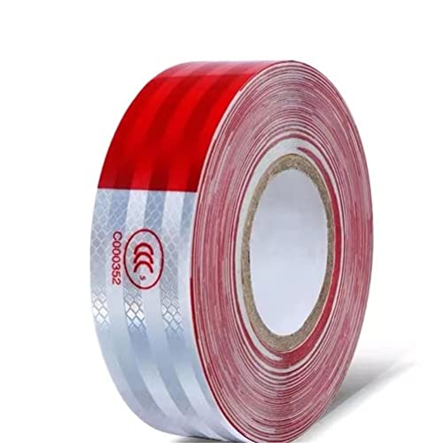 Chenyesun Reflective Safety Tape - 2 Inch x 148 Feet Self-Adhesive Red & White Waterproof Reflector Tape for Trailers, Trucks, Cars, Boats | High Visibility Safety Marking for Night Driving, Roadside Emergencies & Marine Applications
