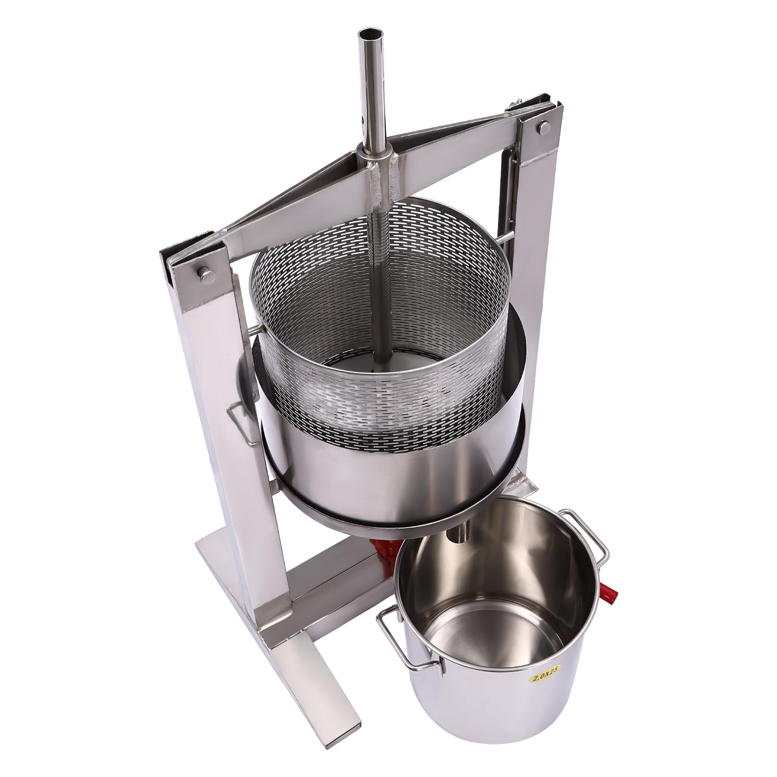 5.28 Gallon (20L) Heavy-Duty Stainless Steel Fruit & Wine Press with Hydraulic Jack - Manual Juice Crusher for Apple, Grape, Berry - Perfect for Home Winemaking, Cider Pressing & Fresh Juice Extraction