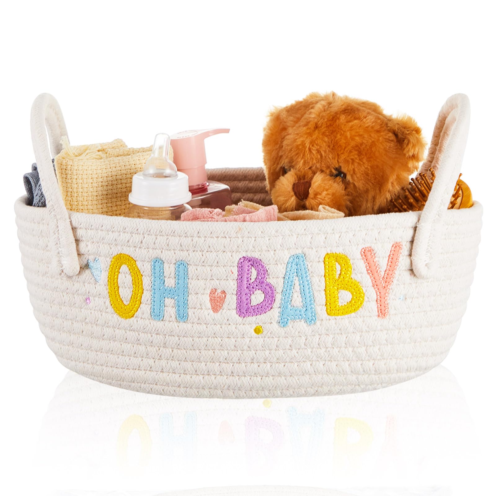 Handwoven Baby Storage Basket with Handles - 12