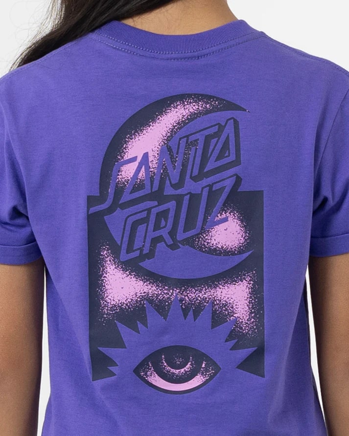 Santa Cruz Seeing Moon Dot Strip Girls Tee - Cute Graphic T-Shirt for Teen Girls - Perfect for Casual Wear, School, and Outings