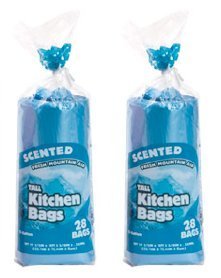 Fresh Mountain Air Scented 13 Gallon Tall Kitchen Trash Bags - 2 Packs of 28 Count (Blue) | Odor Control & Leak Proof | Perfect for Kitchen, Office & Bathroom Waste Disposal