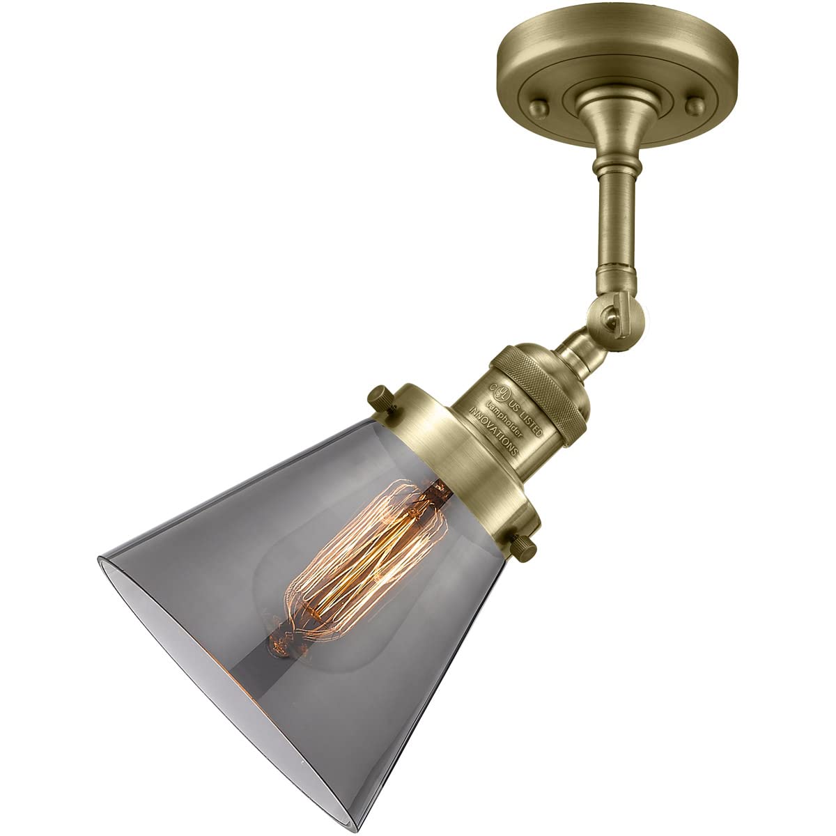 Innovations 201F-AB-G63-LED Semi-Flush Mount Ceiling Light Fixture in Antique Brass Finish - Energy Efficient LED Lighting for Bedroom, Living Room, Dining Room & Hallway