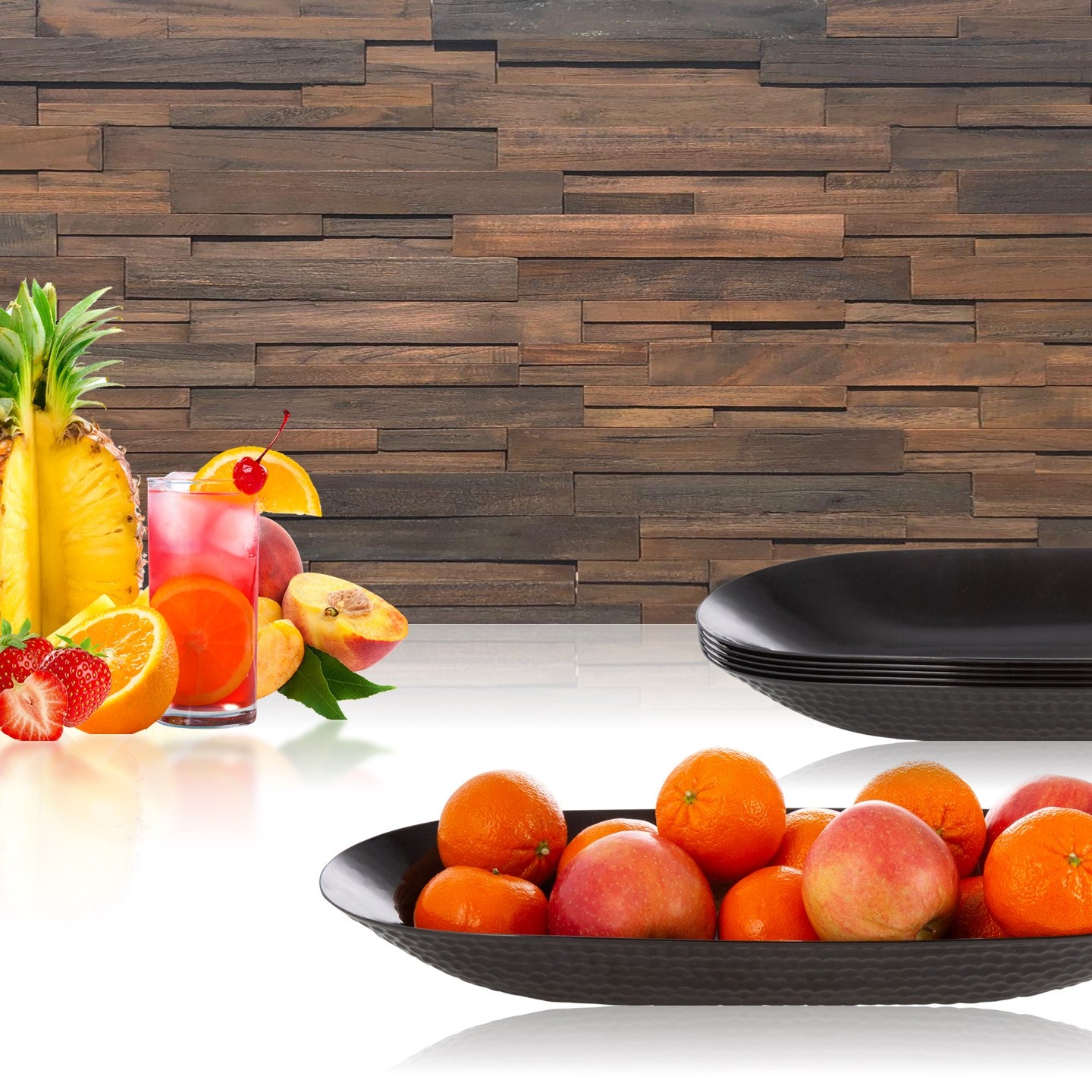 2 Pack Black Plastic Oval Pebbled Serving Dishes - Elegant Appetizer Plates for Parties, Weddings, and Home Entertaining